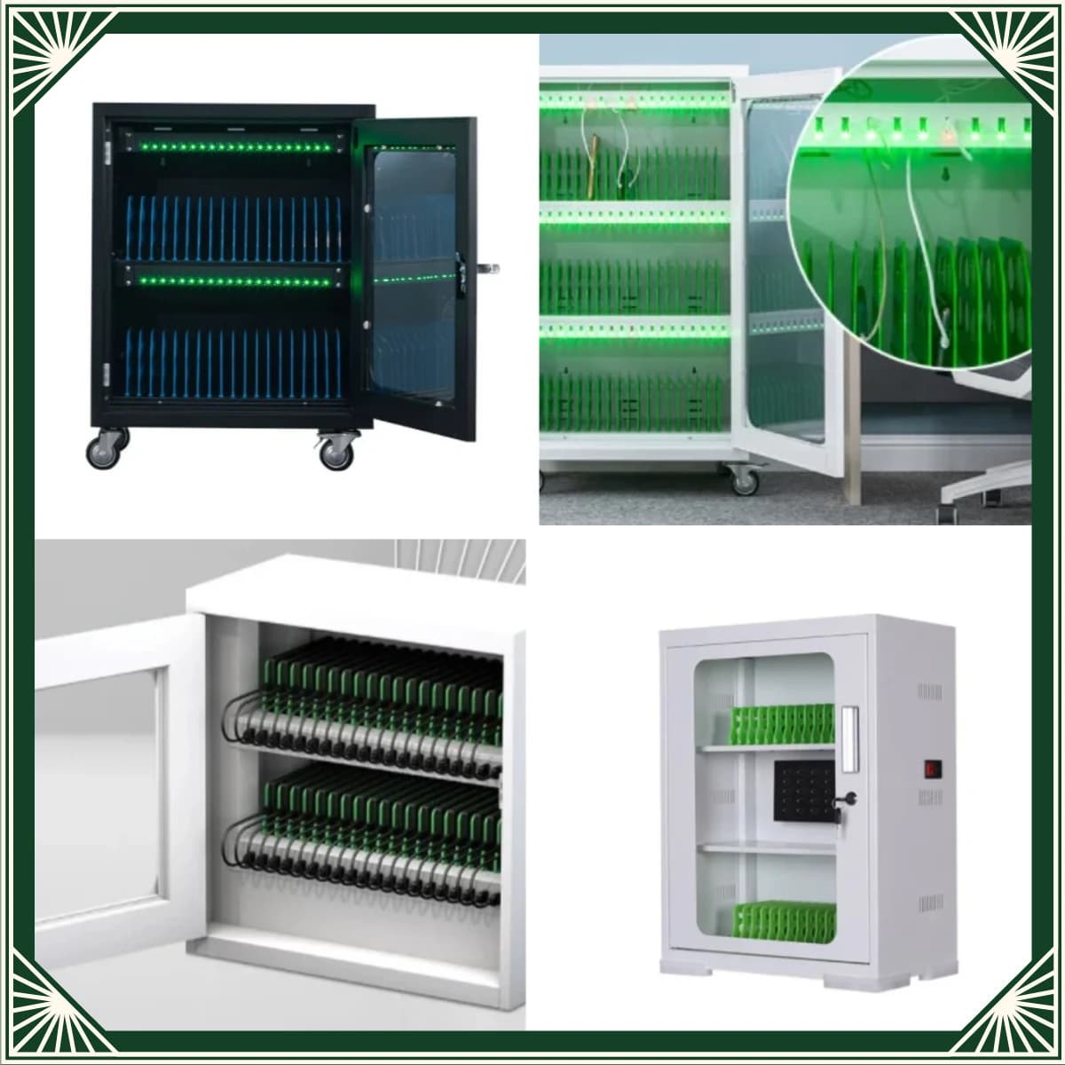 School Laboratory Charging Cabinet 10-60 Slots, Centralized Storage Locker for Tablet Smartphone Multi-Device Charging