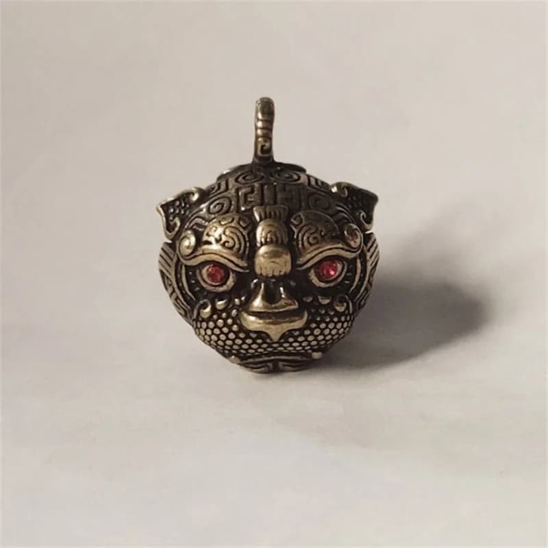 ● Brass Handicraft Die-casting Tiger Bell Key Car Button Wind Bell Tibetan Bronze Bell Creative Car Keys Pendant Accessory Gift