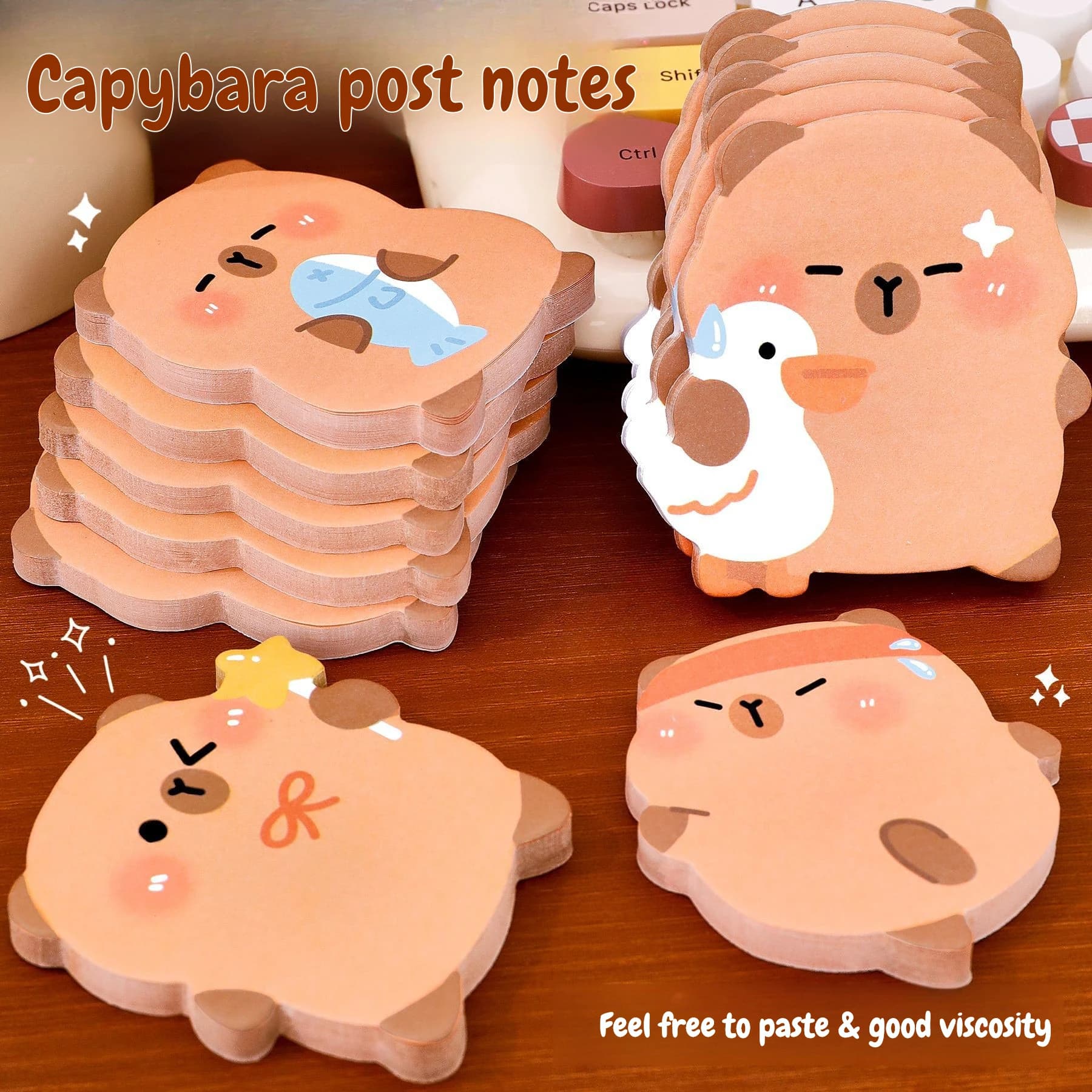 5 Pz/lotto Carino Capibara Nota Adesiva 60 Lenzuola/Libro Kawaii Ganso Pesce Capibara A Forma di Memo Pad Studente Messaggio Taccuini di Scrittura Scuola