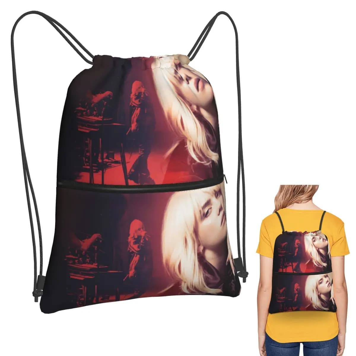 Zaini Billie Eilish, borse casual con coulisse, borse sportive, borse porta libri per viaggi e scuola