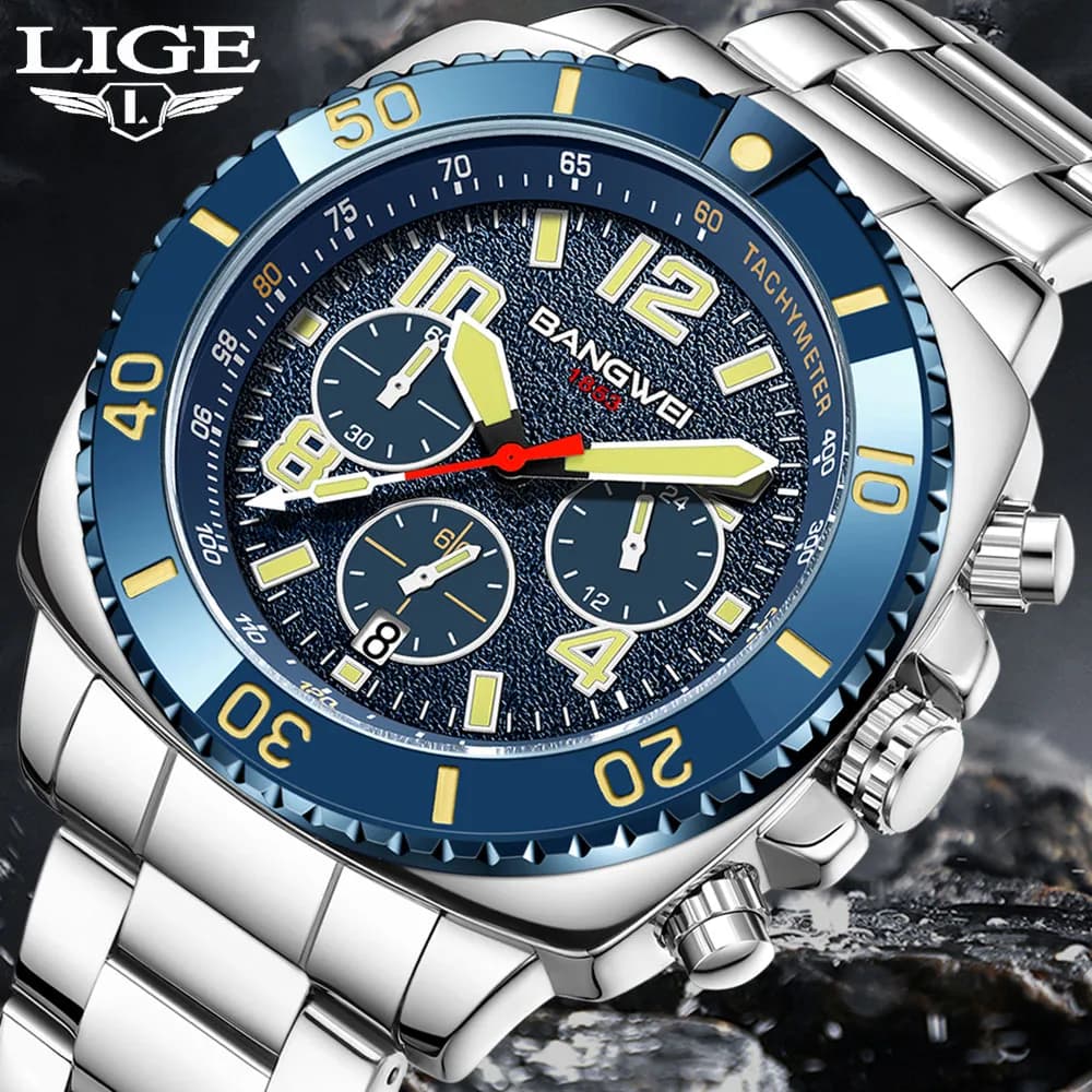 Nuovo Orologio da Polso LIGE Top Band per Uomo, Cronografo Aviatore, Orologio al Quarzo Super Luminoso, Orologio Multifunzione di Lusso
