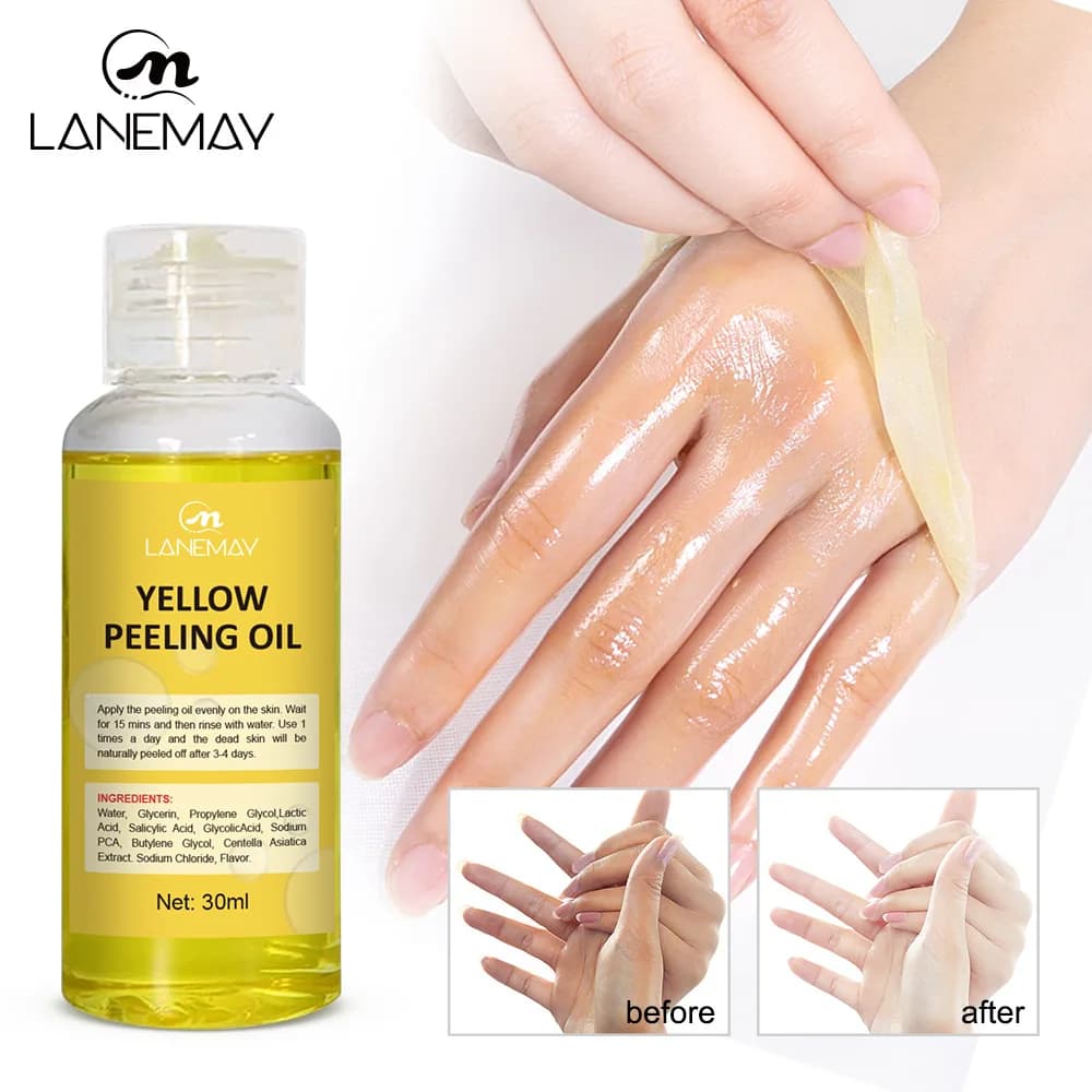 Lozione esfoliante gialla, olio sbiancante per pelli scure, esfoliante sbiancante nutriente con acido ialuronico, scrub corpo idratante