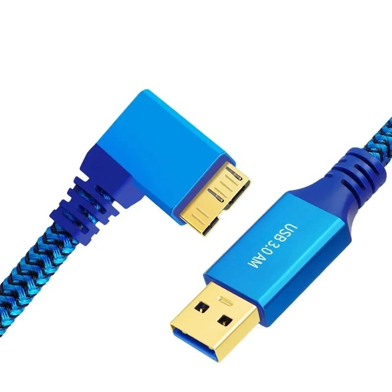 Cavo dati Micro USB 3.0 ad angolo sinistro/destro Cavo intrecciato da tipo A a micro-B compatibile con il disco rigido della fotocamera Samsung S5 Note 3