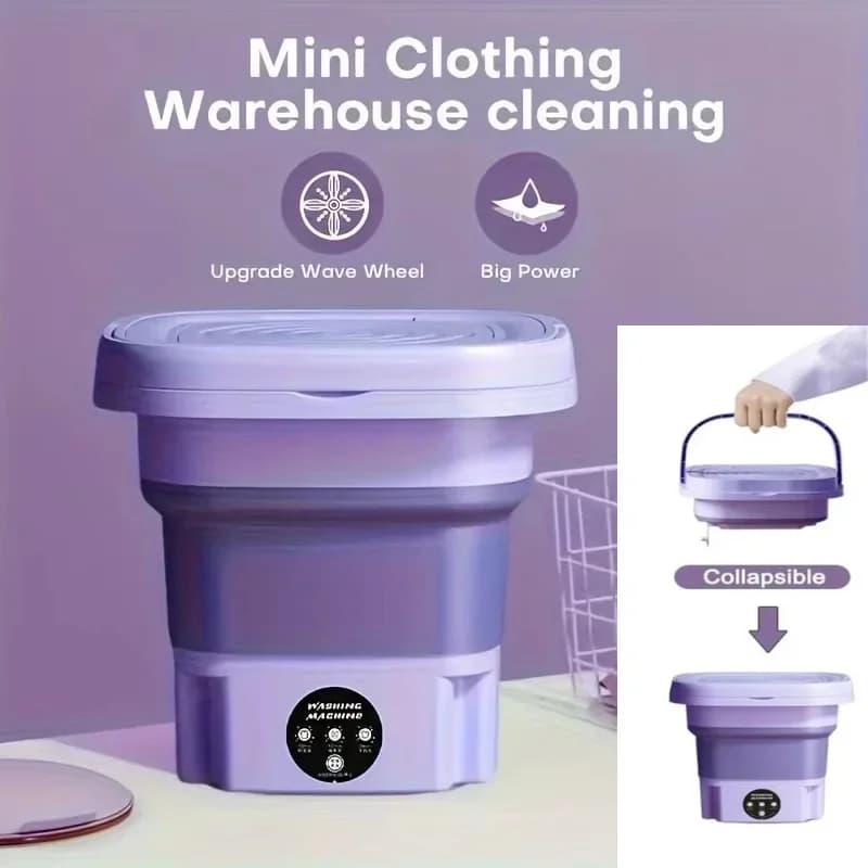 Mini Lavatrice Pieghevole 8L con Centrifuga, Lavatrice Portatile per Calzini, Biancheria Intima, Elettrodomestico Salvaspazio