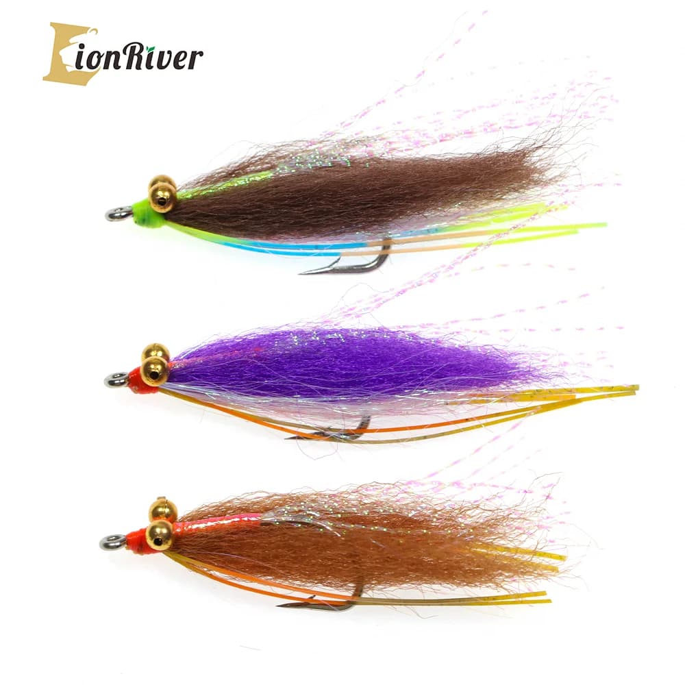 LIONRIVER Crazy Charlie Fly Carbon Steel Hook Quick Flood Fishing flies Spigola Trota Streamer Salt Water Stream bait for fly fishing
