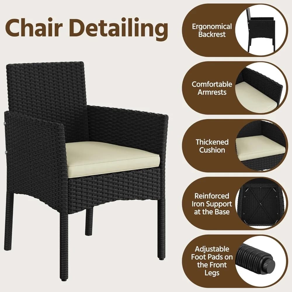 Garden Furniture Set 4 Pieces, Rattan Conversation Set, Sofa with Soft Bearings and Glass Table, Customizable