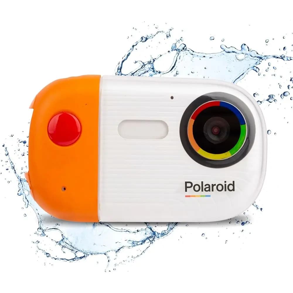 4K UHD waterproof Polaroid camera with LCD, ideal for snorkeling and diving, rechargeable via USB
