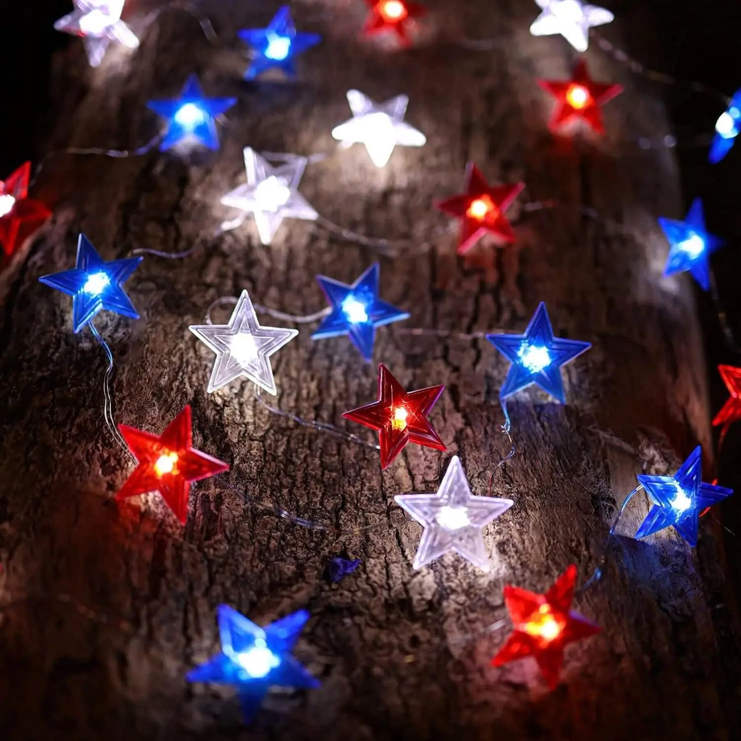 1pc 4.92ft 10 LEDs 4th of July Memorial Day American Flag Stars Decoration String Lights Battery Operated for USA Independence