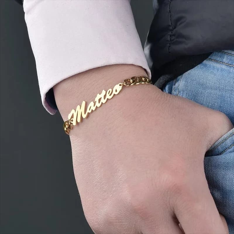 Nuovo braccialetto con ciondolo con nome personalizzato per donna Bracciale cubano personalizzato in acciaio inossidabile Accessori per gioielli Regalo per coppia fidanzato