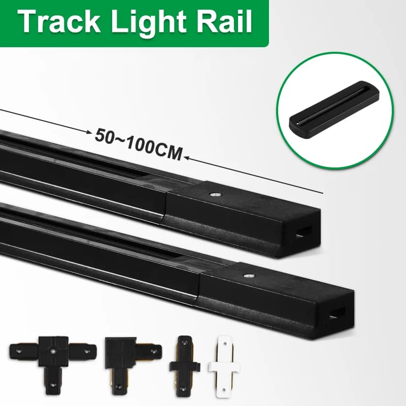 Led Track Light Rails 1m 0.5 m Full Set for 2 Wire Track Light Spotlight Rail Strip I-type T-type L-type Connector Ceiling Box