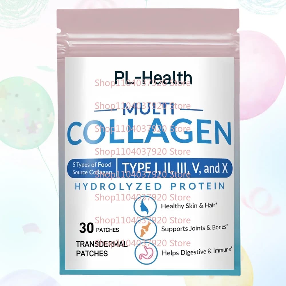 30 Cerotti Transdermici Multi Collagene Tipo I, II, III, V e X - Supporto per Pelle, Capelli e Unghie