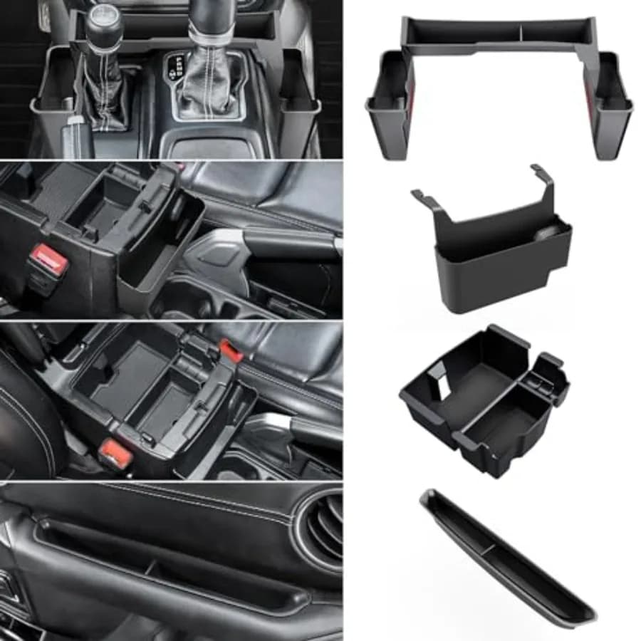Set di 4 Organizzatori Migliorati per Console Centrale per Jeep Wrangler JL JLU 4xe 2018-2026 e Gladiator JT 2020-2024 2025 2026 Accessori