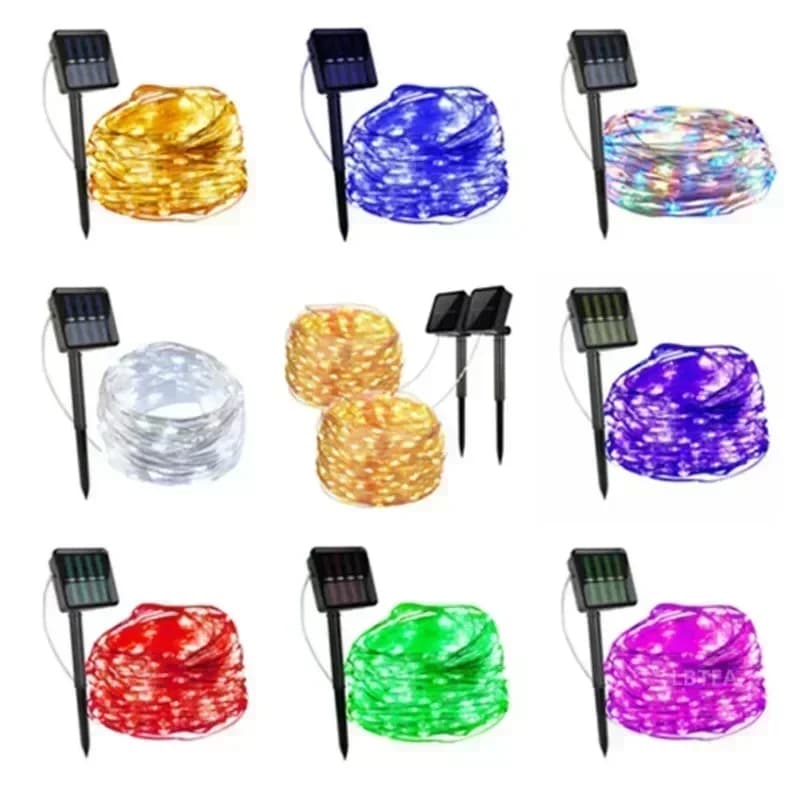 Luci Solari LED a Filo per Esterni 7M/12M/22M/32M, Ghirlanda Impermeabile per Decorazioni Natalizie e da Giardino, Lampada Solare