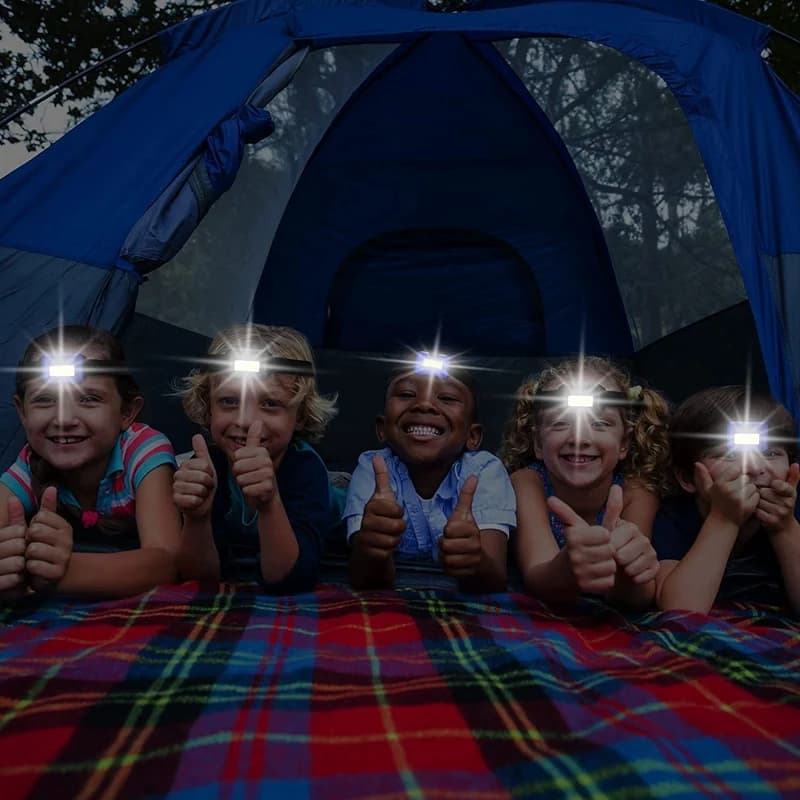 Torcia frontale a LED da 30 pezzi per adulti e bambini, torcia frontale da esterno con fascia regolabile, impermeabile