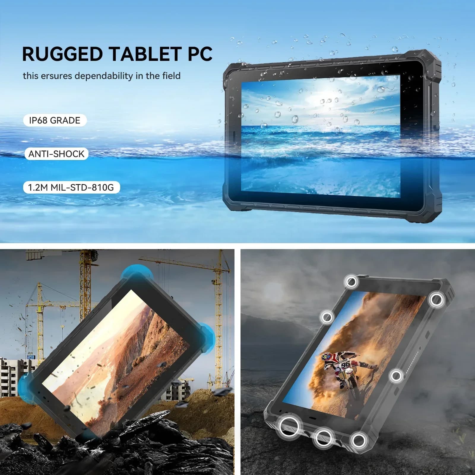 NUOVO Tablet PC Industriale Robusto da 10.1 Pollici Certificato Ka Ma con Supporto per Funzione NFC e Lettore di Impronte Digitali