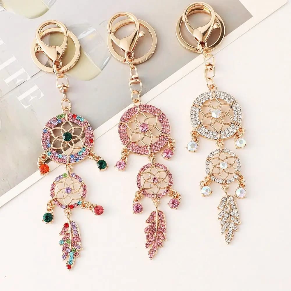 Trendy Vintage Dream Catcher Key Chain Alloy Feather Car Keychain Accessories Aesthetic Bag Pendant Gift