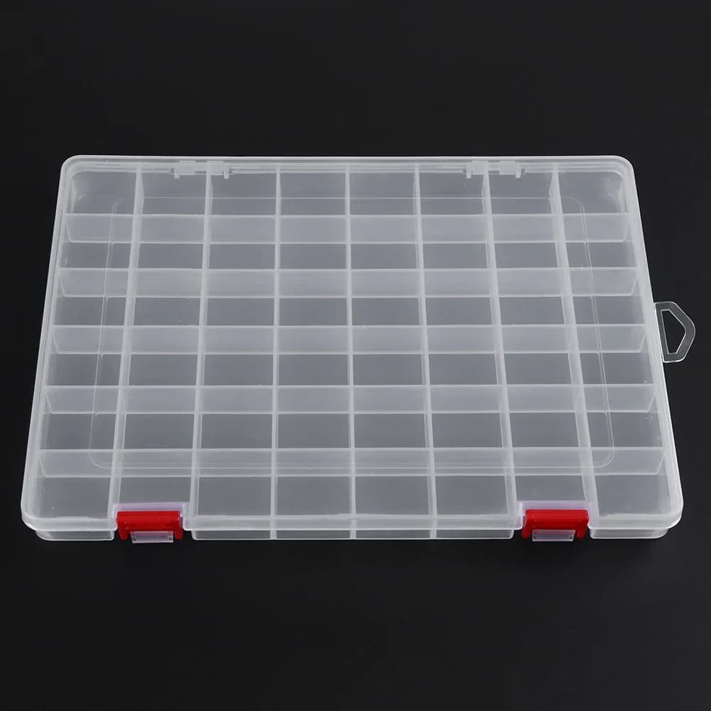 48 Grids Compartment Fishing Tackle Box Transparent Plastic Storage Box Fishing Lure Bait Hook Organizer Case Toolbox Container