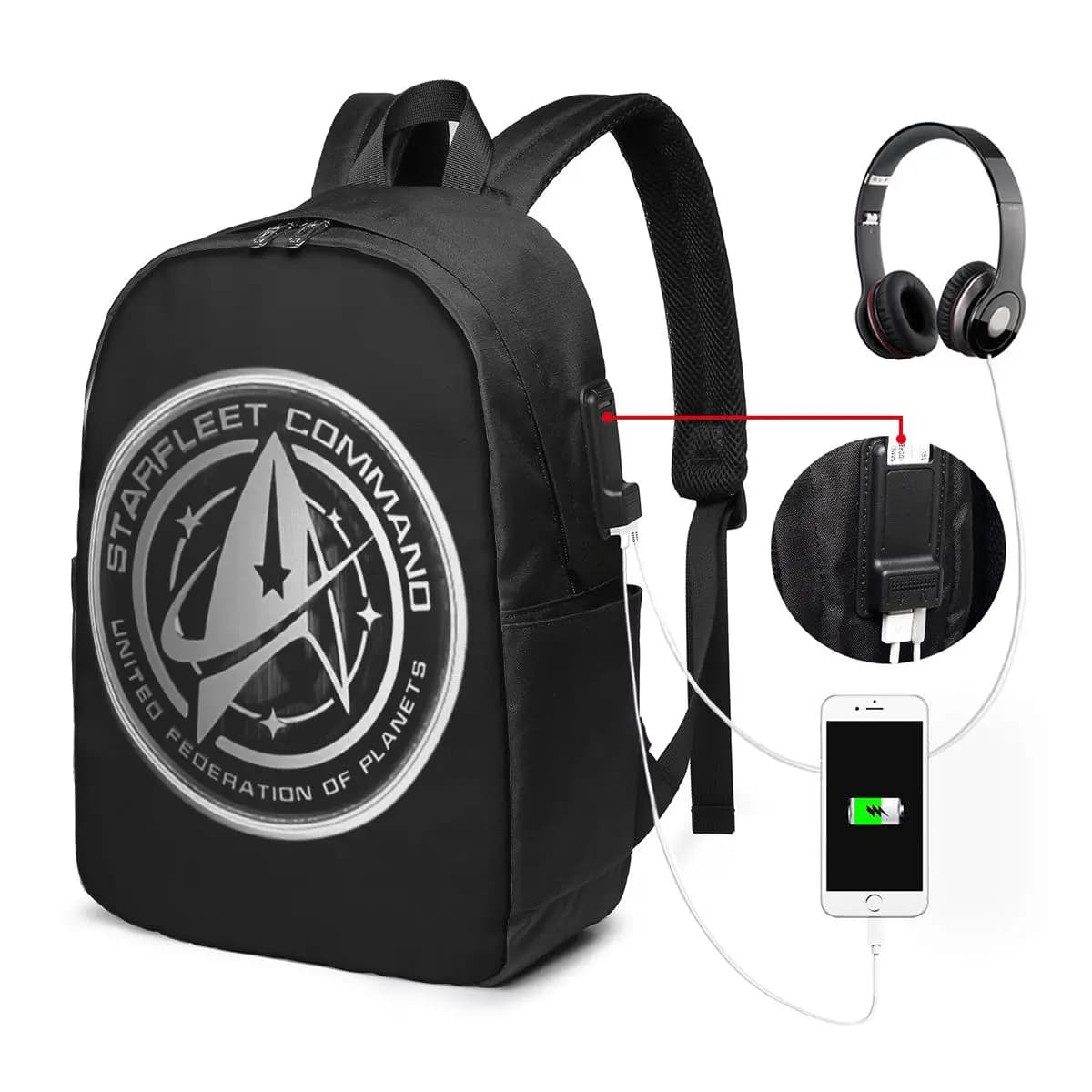 Zaino della serie televisiva di fantascienza Star Trek, borsa da viaggio per notebook, borsa per computer, borsa per studenti universitari, borsa per laptop, borse a tracolla