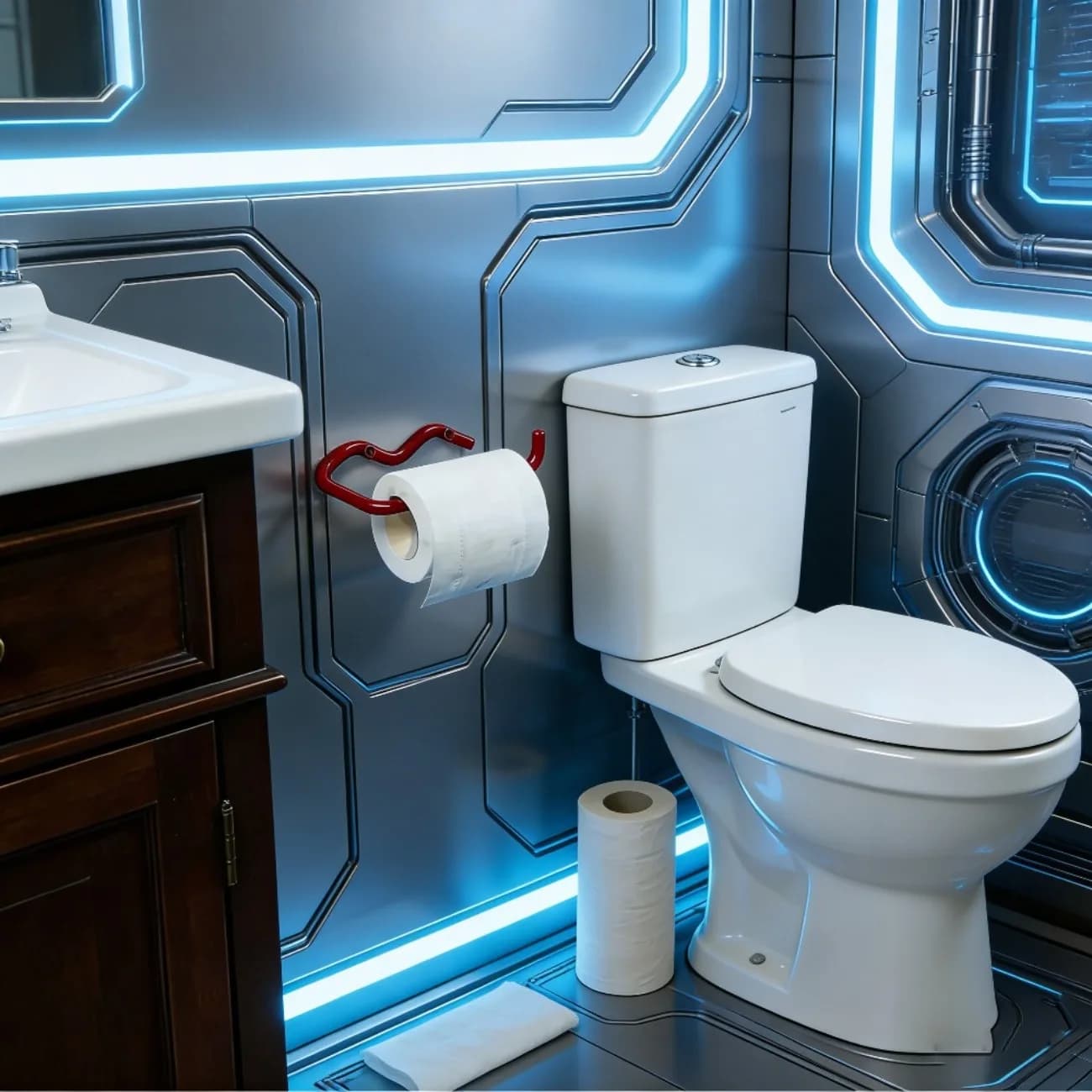 Modern Metal Wall Mounted Toilet Paper Holder, Multifunctional Tissue Storage Rack for Bathroom & Kitchen