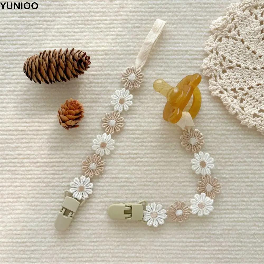 Catena per ciuccio per bambini Daisy Fiore regolabile Porta succhietto Clip per ciuccio Massaggiagengive Cinghie per giocattoli Clip per porta capezzoli Bambini