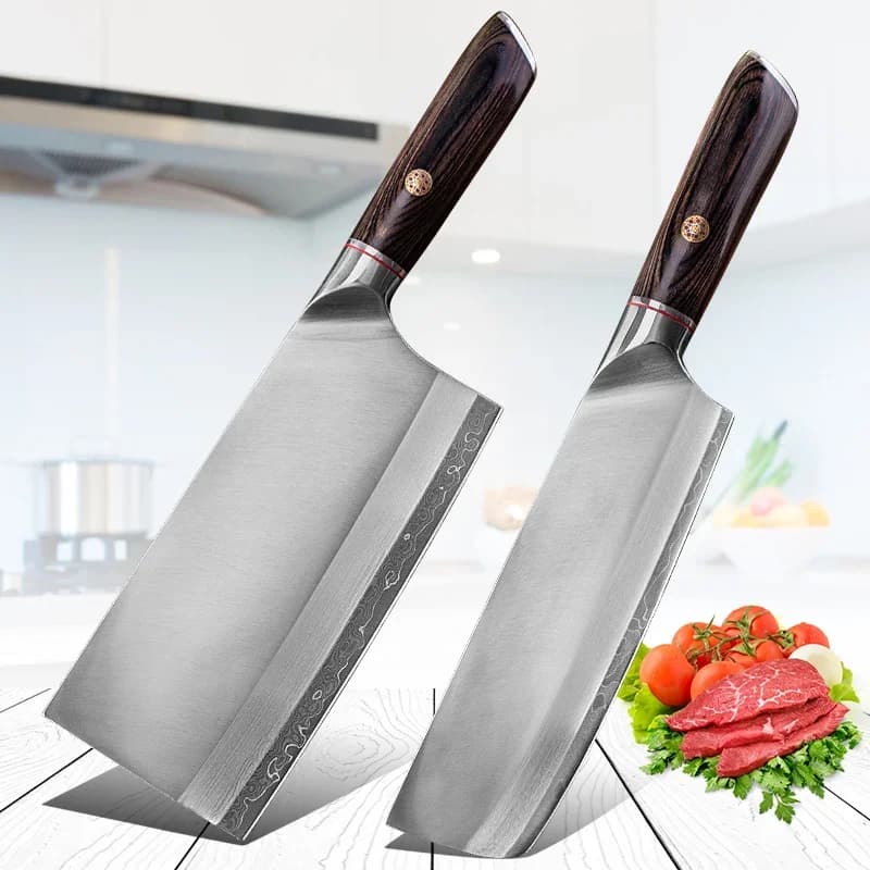 Damascus steel kitchen knife 7-8 inch Multipurpose knife by chef Hand made wooden handle to slice bones Chopper Mannaia Kitchen knife