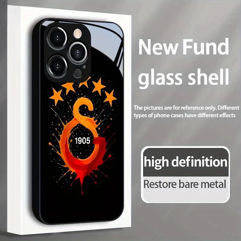 Pentagram and digital 1905 tempered glass phone case suitable for iPhone 17 16 15 14 13 12 11 Pro/Max/Plus anti fingerprint