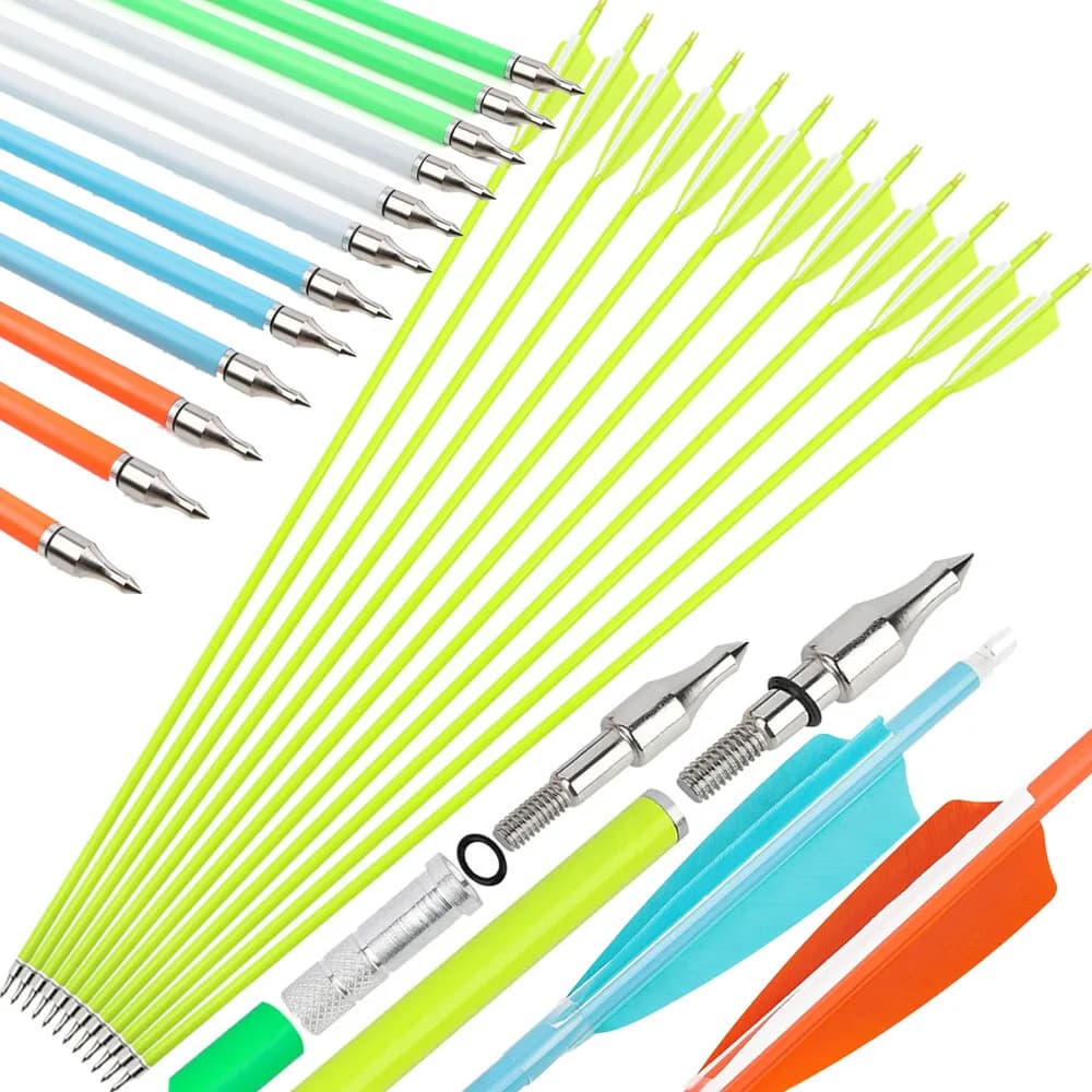 6/12 pezzi tiro con l'arco freccia in carbonio colonna vertebrale 500 600 albero in carbonio misto 4 pollici piuma naturale 100 grani punto bersaglio arco composto tiro
