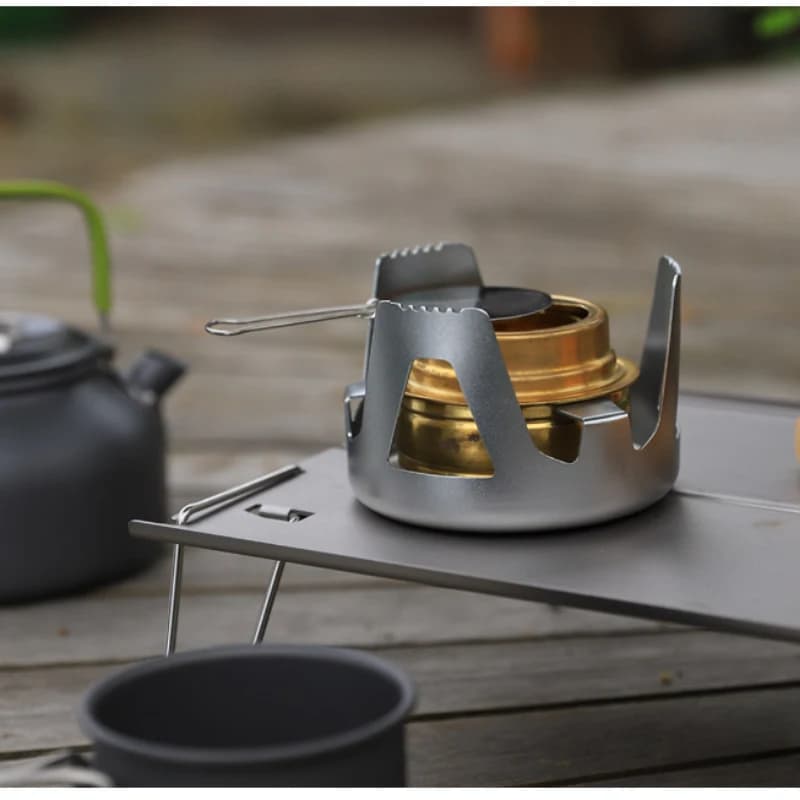 Fornello a Alcool Multifunzionale da Esterno, Fornello a Alcool Portatile in Acciaio Inox, per Picnic e Campeggio, Piccolo Fornello con Supporto