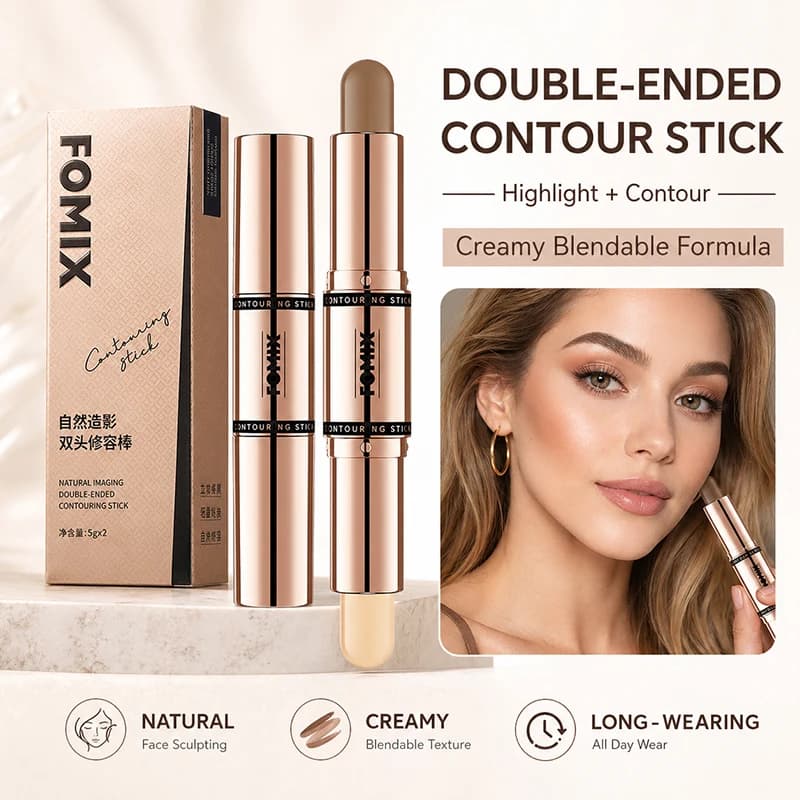 Stick Contouring 2-in-1 a Doppia Punta, Illuminante e Bronzer in Crema, Trucco Modellante Sfumabile per Guance, Naso e Contorno del Viso