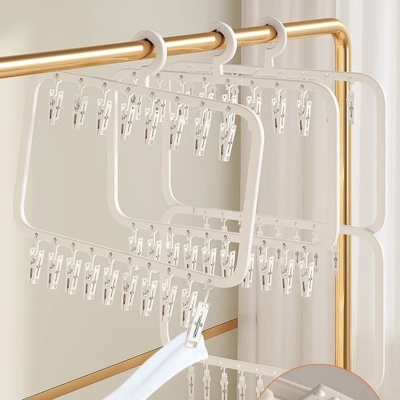 Stendibiancheria da balcone con molteplici clip, ideale per calzini e vestiti per bambini, protegge da vento e pioggia