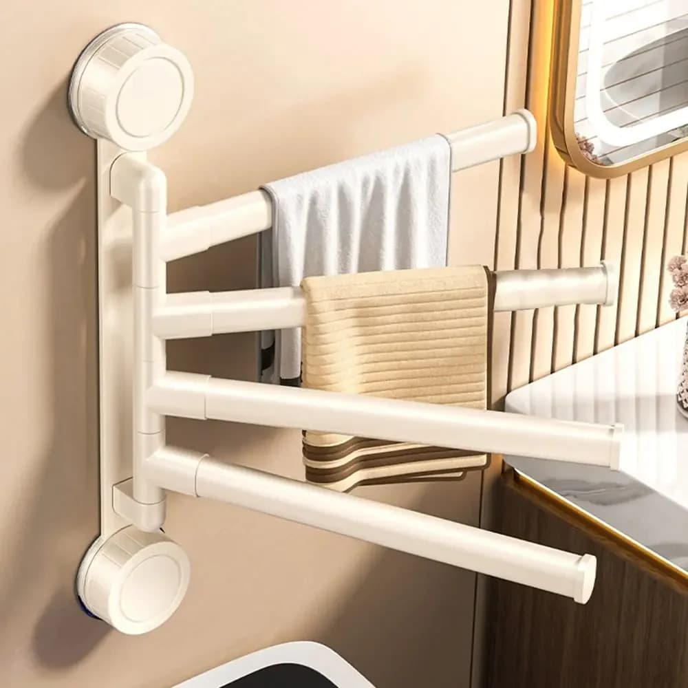 Portasciugamani girevole Portasciugamani a ventosa rotante Multi-bar Portasciugamani da bagno a parete Facile da installare Impermeabile