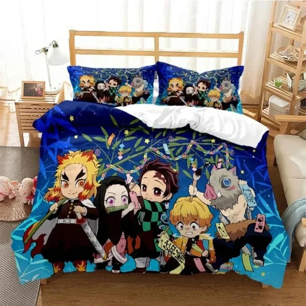 Hot Anime Demon Slayer Set biancheria da letto Biancheria da letto del fumetto giapponese 200x220 Adolescenti Ragazze Twin Single Queen King Set copripiumino completo