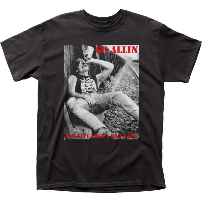 GG Allin You Give Love a Bad Name T Shirt Mens Licensed Rock N Roll Band Black