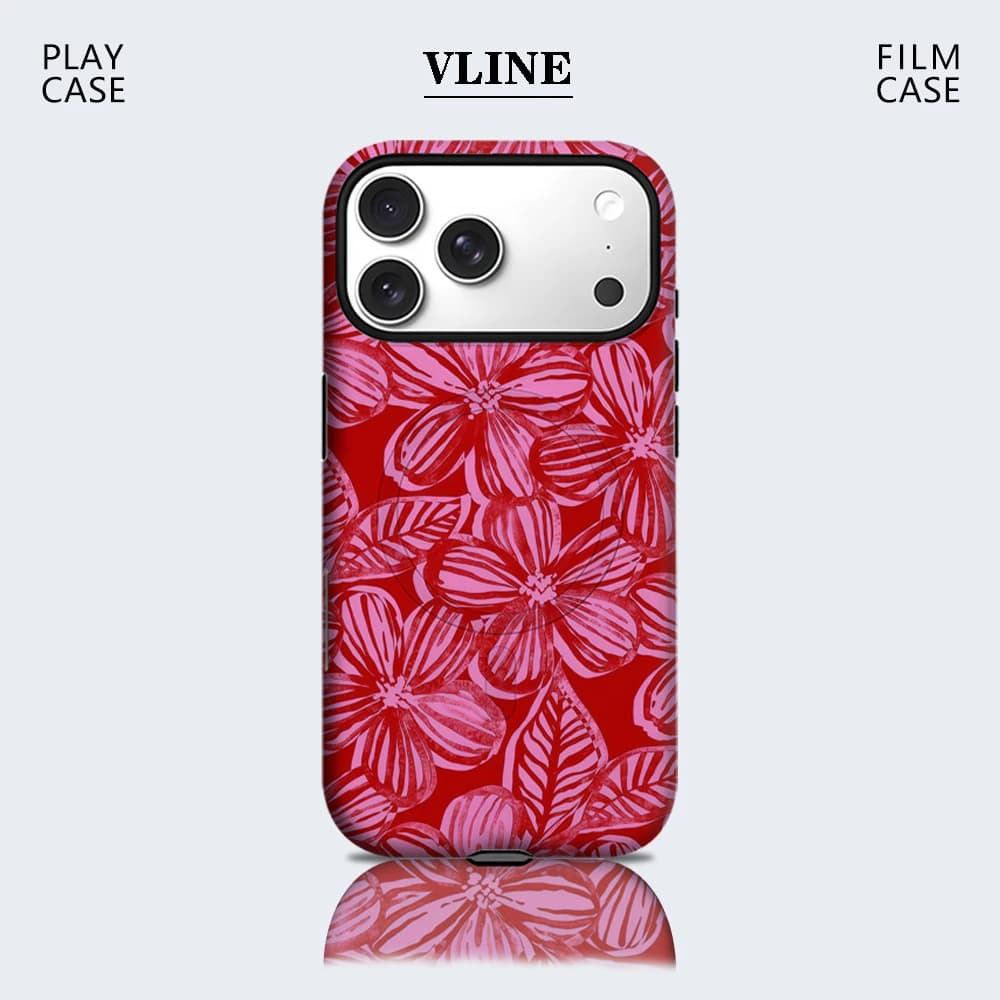 Custodia per telefono con fiori rosa e rossi, magnetica, per iPhone 17 16 15 14 13 Pro Max Plus, a strato singolo o doppio, resistente