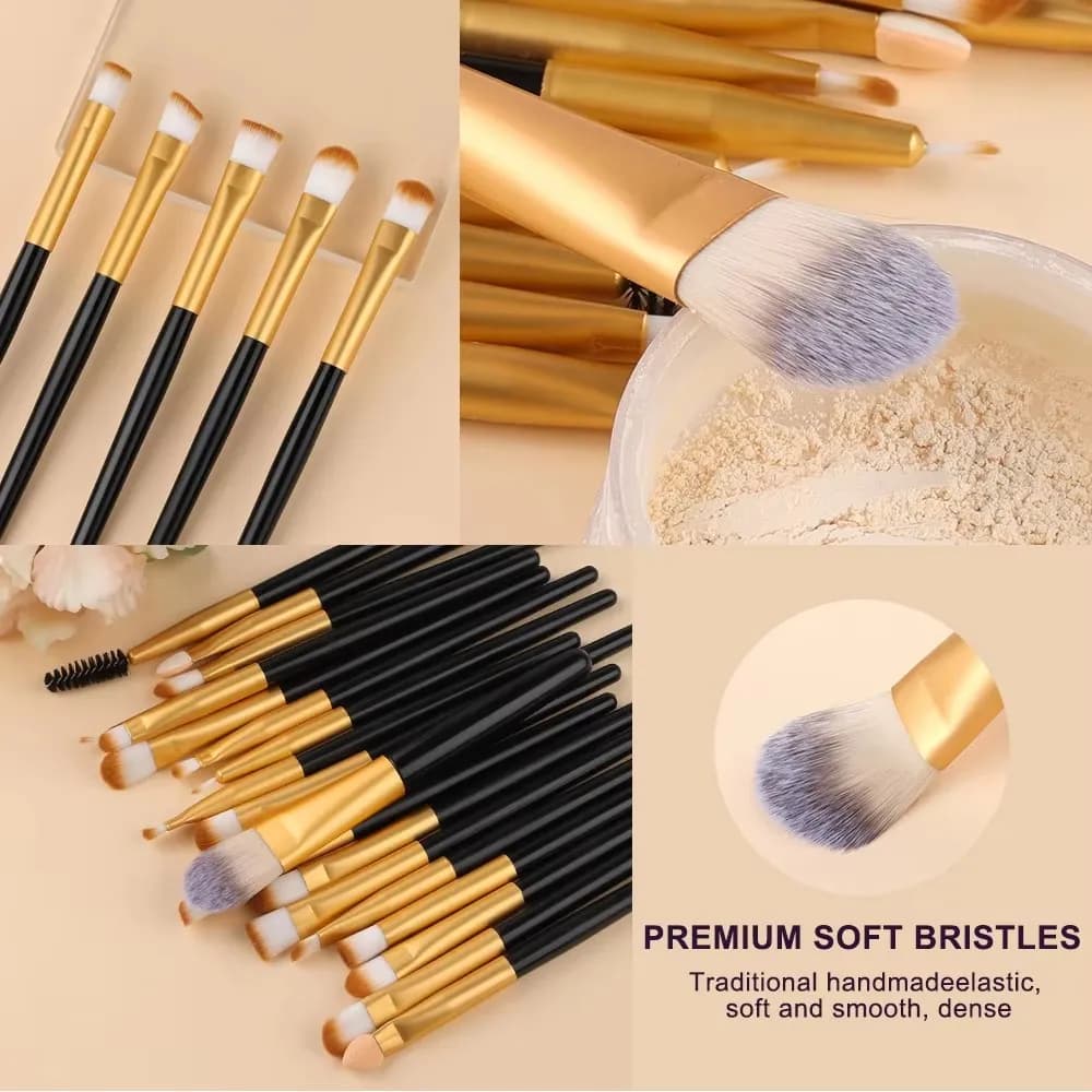Soft Makeup Brushes Set 20 Pcs for Powder Foundation Eyeshadow Eyeliner Lip Blending Professional Cosmetic Tools C612