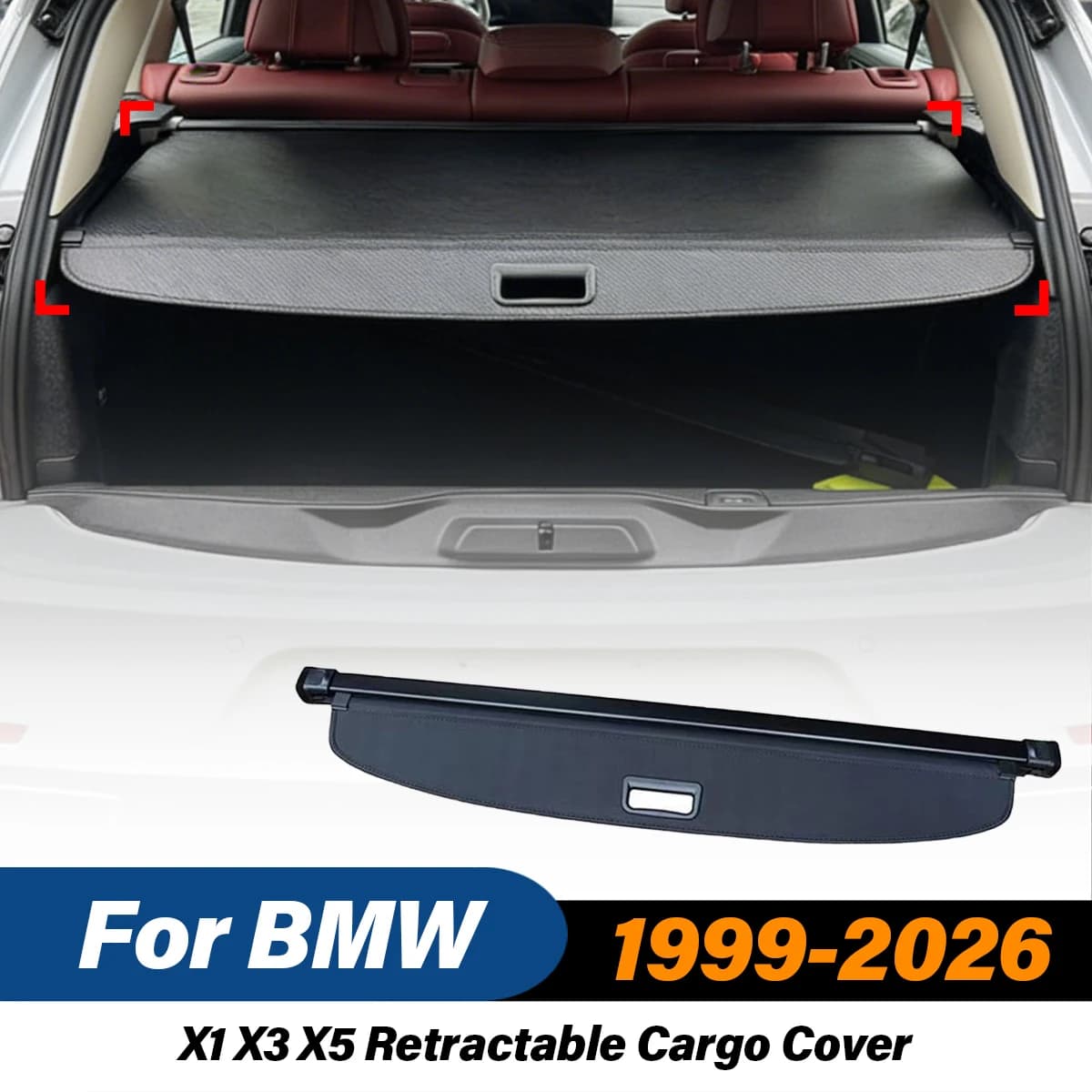 Per BMW X1 X3 X5 1999-2026 Copertura Retrattile per Bagagliaio Posteriore, Protezione Privacy e Sicurezza, Ripiano Portaoggetti, Kit Interno Auto