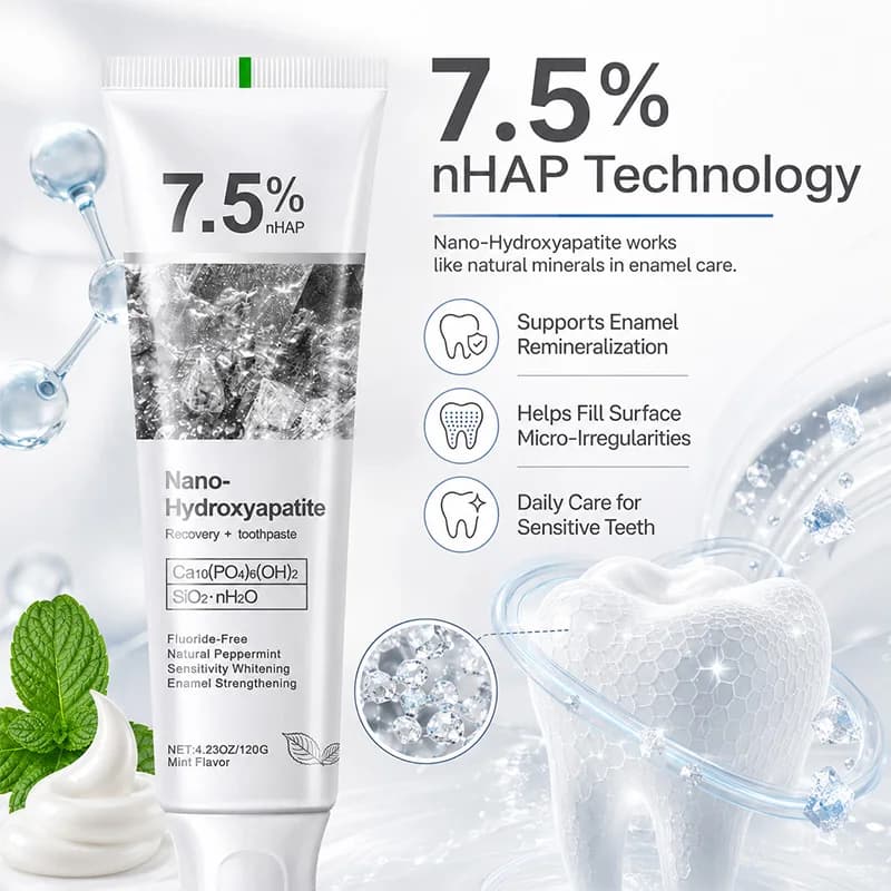 5/6Pcs 7.5% nHAP Nano Hydroxyapatite Toothpaste 120g Fluoride Free Enamel Repair Sensitive Teeth Whitening Oral Care Set