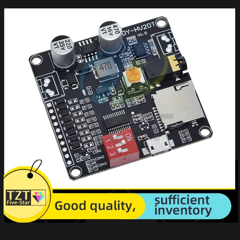 DY-HV20T Alimentatore 12V/24V10W/20W Modulo di riproduzione vocale che supporta la scheda Micro SD Lettore musicale MP3 per Arduino Per fai da te