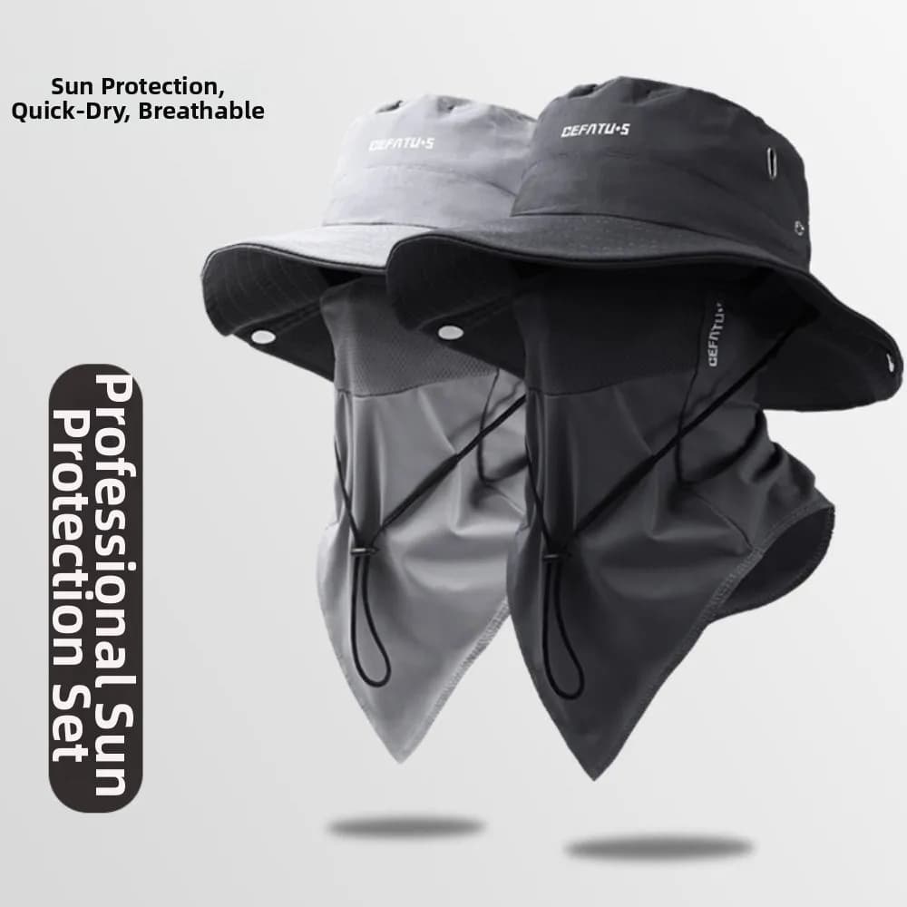 Maschera Protettiva Solare Traspirante per Pescatori con Cappello Staccabile, Maschera Facciale Regolabile Unisex