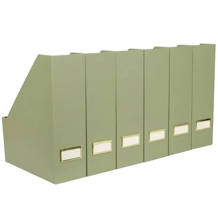 Set di 6 portadocumenti pieghevoli in verde terra Organizzatori di file verticali resistenti con porta etichette Set di organizer da scrivania