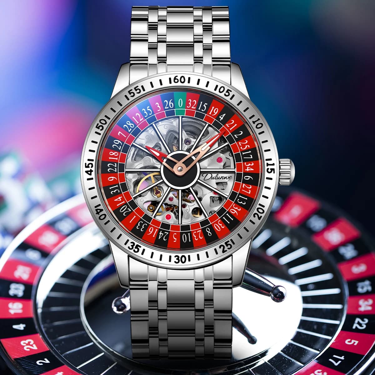 Dulunwe Roulette Automatic Mechanical Watch Men's Watch Fashion Waterproof Brand 30M High Quality