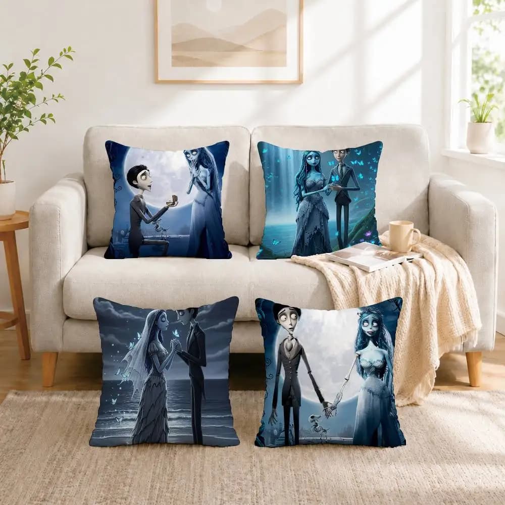 C-Cartoon Corpse Bride Square Double-Sided printed Pillow Case Bedroom Bedside Pillow Sofa Cushion Cover Gift