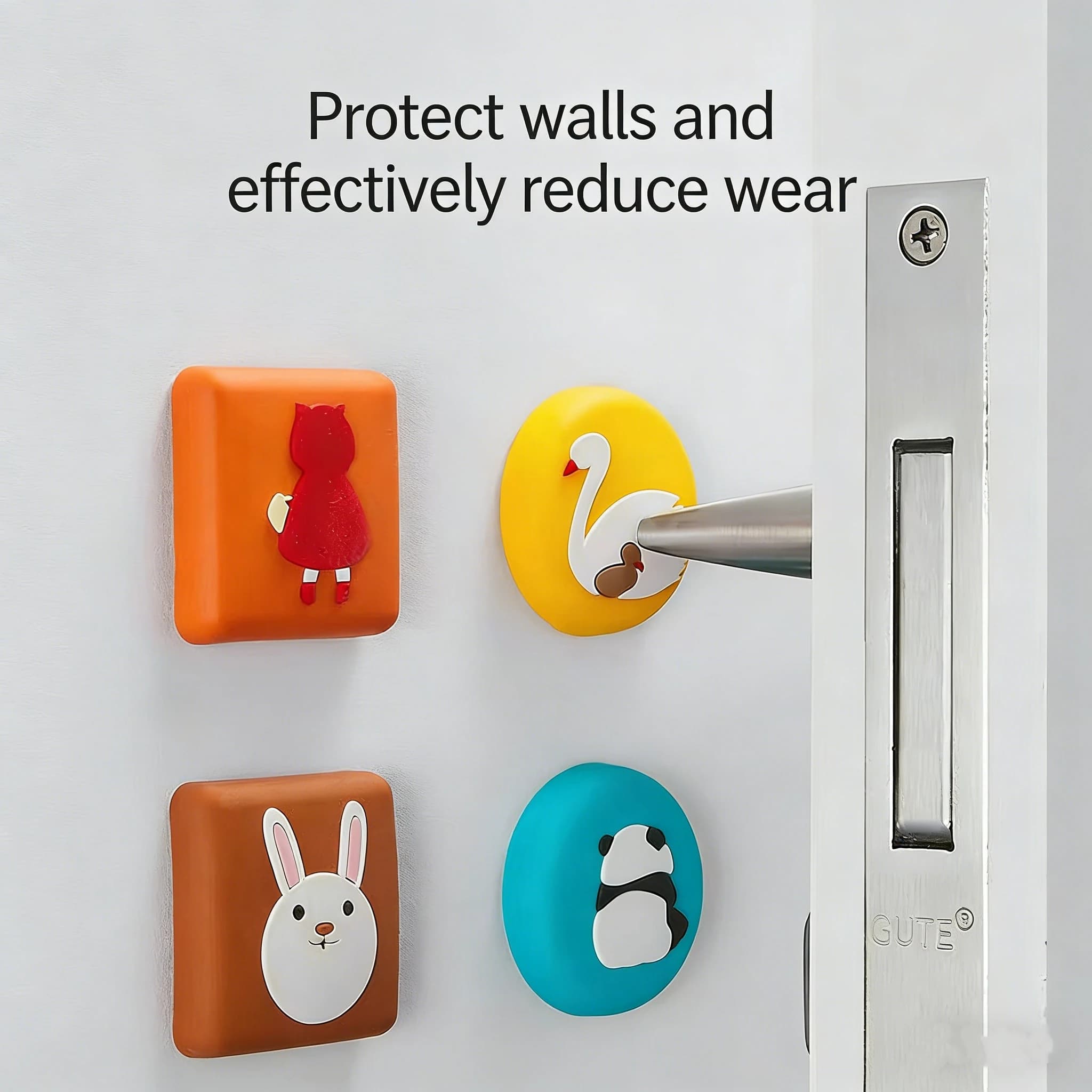 Fermaporta Silenziosi, Protezione Murale, Ammortizzatori di Sicurezza, Paracolpi in Silicone a Forma di Cartone Animato per Maniglie, Protezioni Murali, Adesivi Anti-collisione