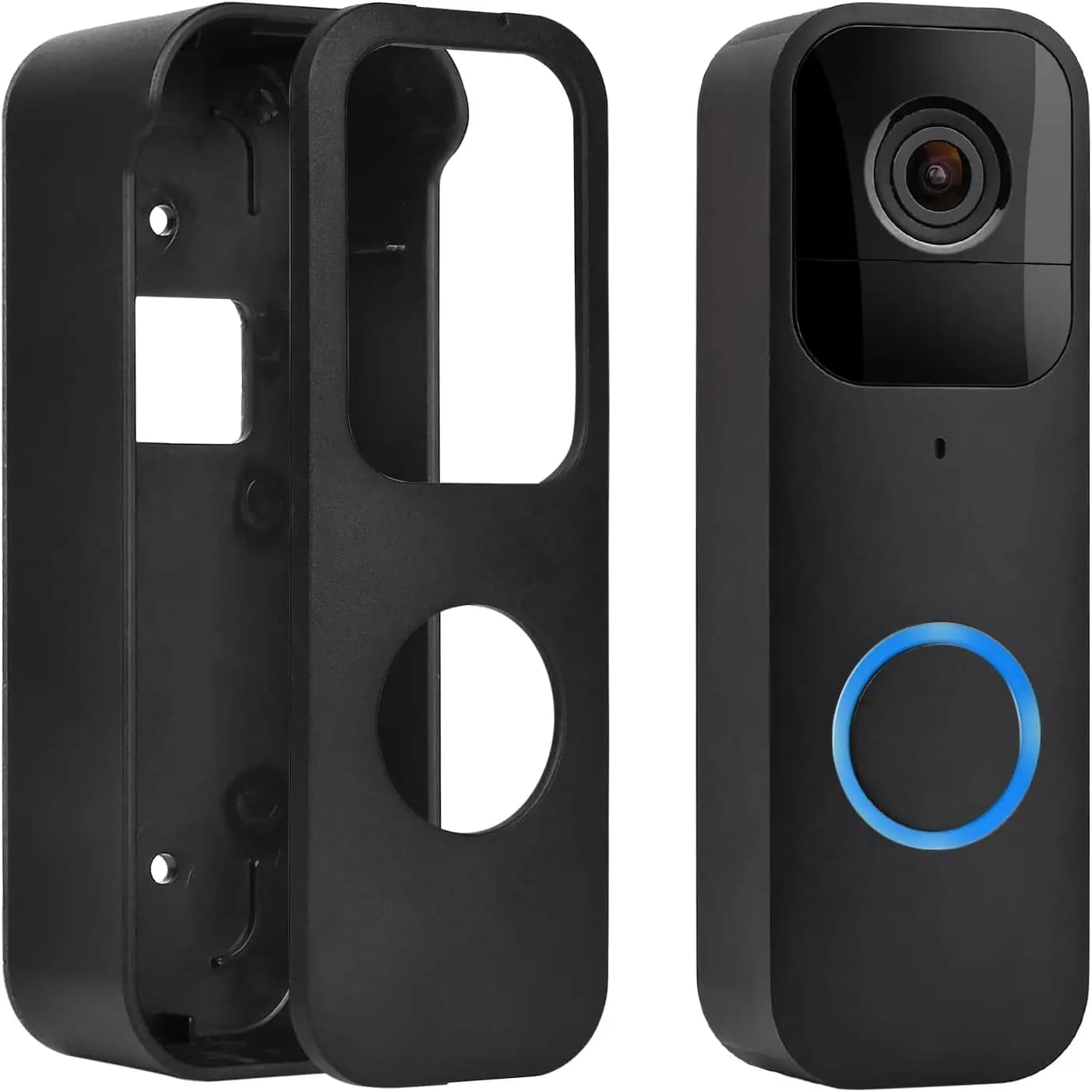 Staffa di montaggio senza foratura per videocitofoni, installazione adesiva o con viti, accessorio nero resistente alle intemperie