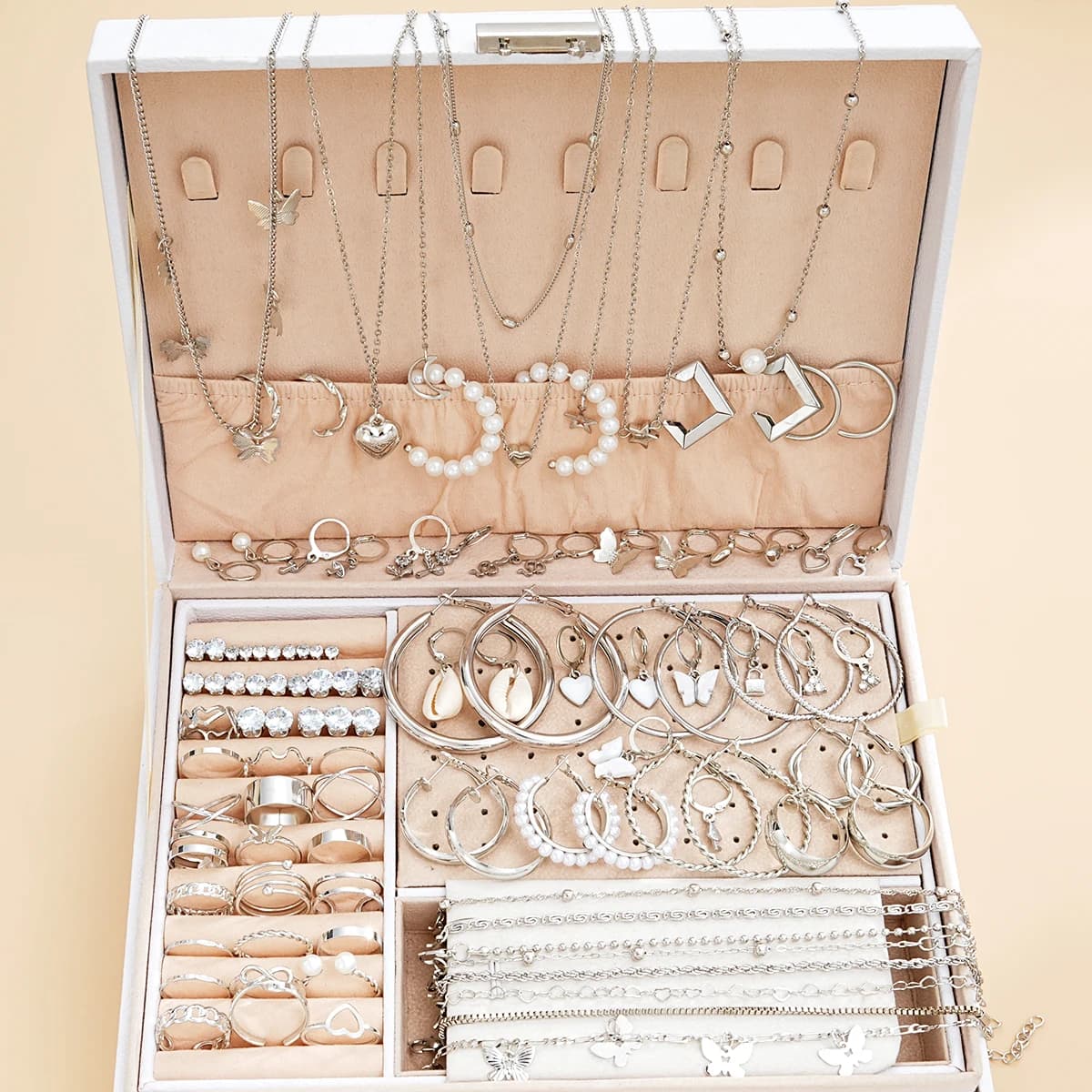 108 pz/pz Vintage elegante perla zircone farfalla orecchini pendenti anello collana braccialetto per le donne usura quotidiana gioielli regalo nuovo
