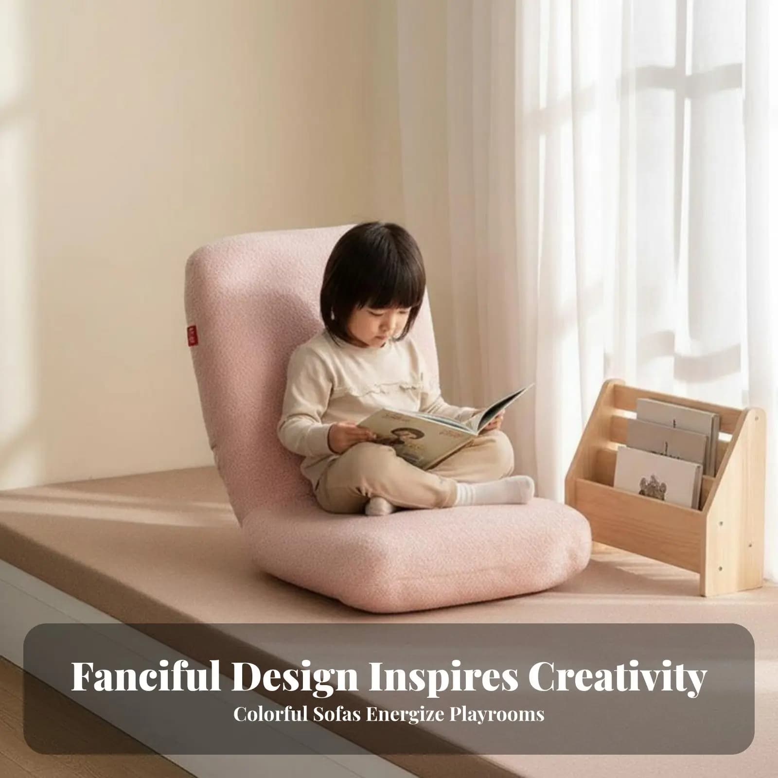 Peluche-shaped armchair with removable and washable coating, lightweight and durable floor sofa.