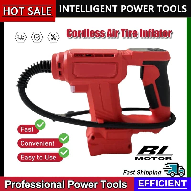 Pompa ad aria portatile senza fili con display digitale per compressore Milwaukee, gonfiatore per pneumatici auto, compatibile con batteria da 18V