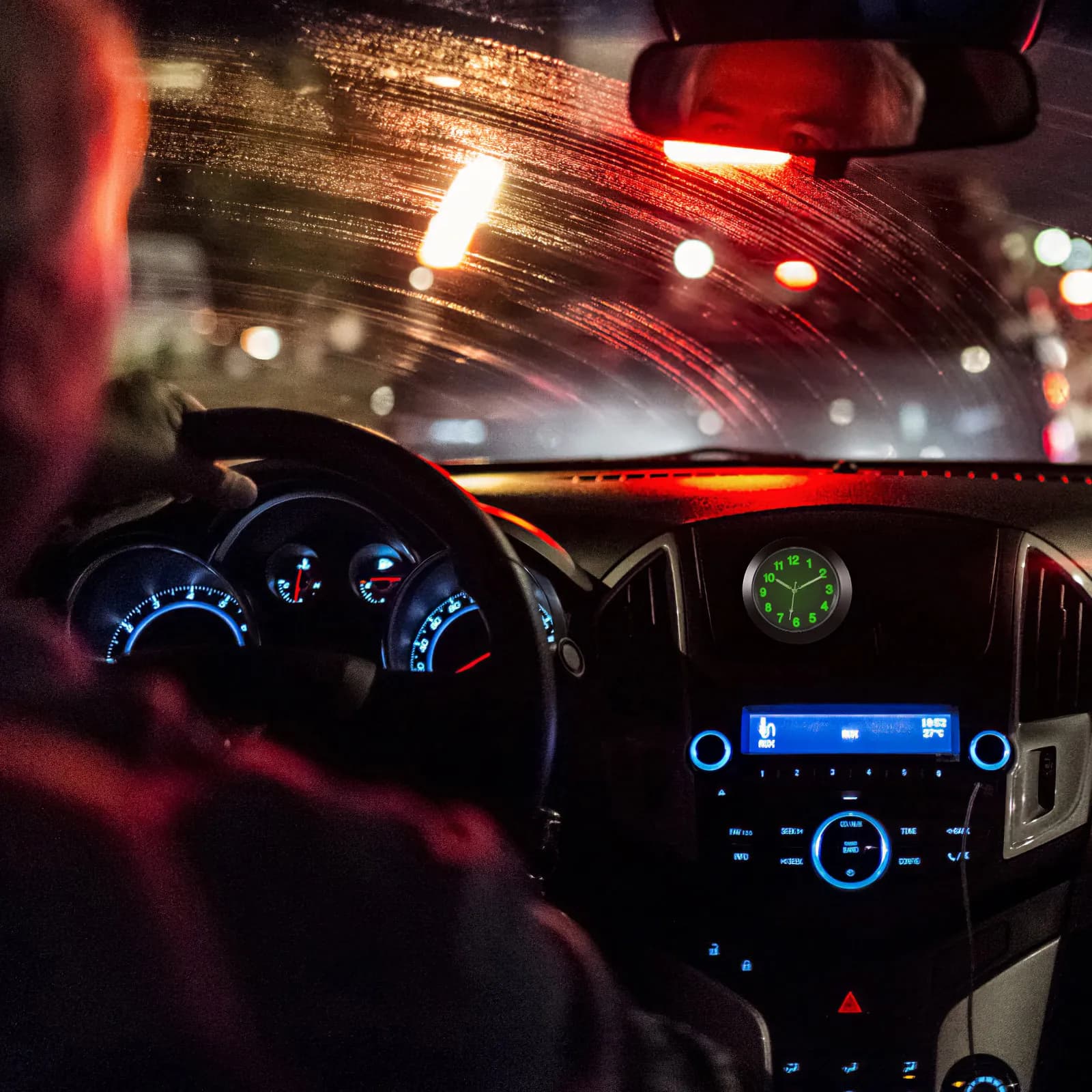 Mini Orologio da Auto con Clip per Bocchetta dell'Aria, Lancette Luminose, in Lega Metallica Galvanizzata, con Luce Notturna per Interni Auto