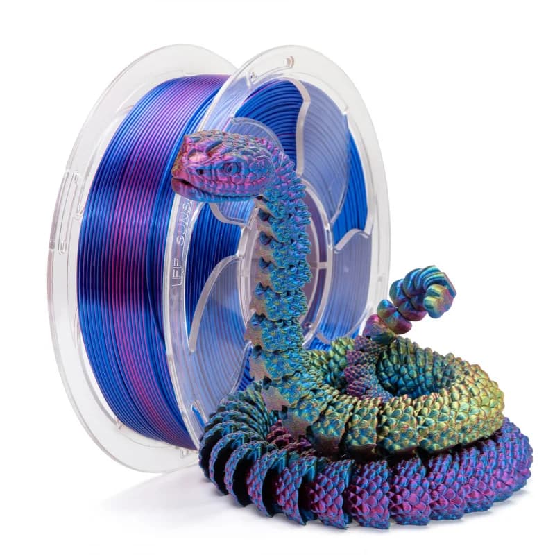Silk Tricolor Laser PLA 3D Printer Filament, Gold-Blue-Magenta, Multi-Color Shift, 1KG Spool