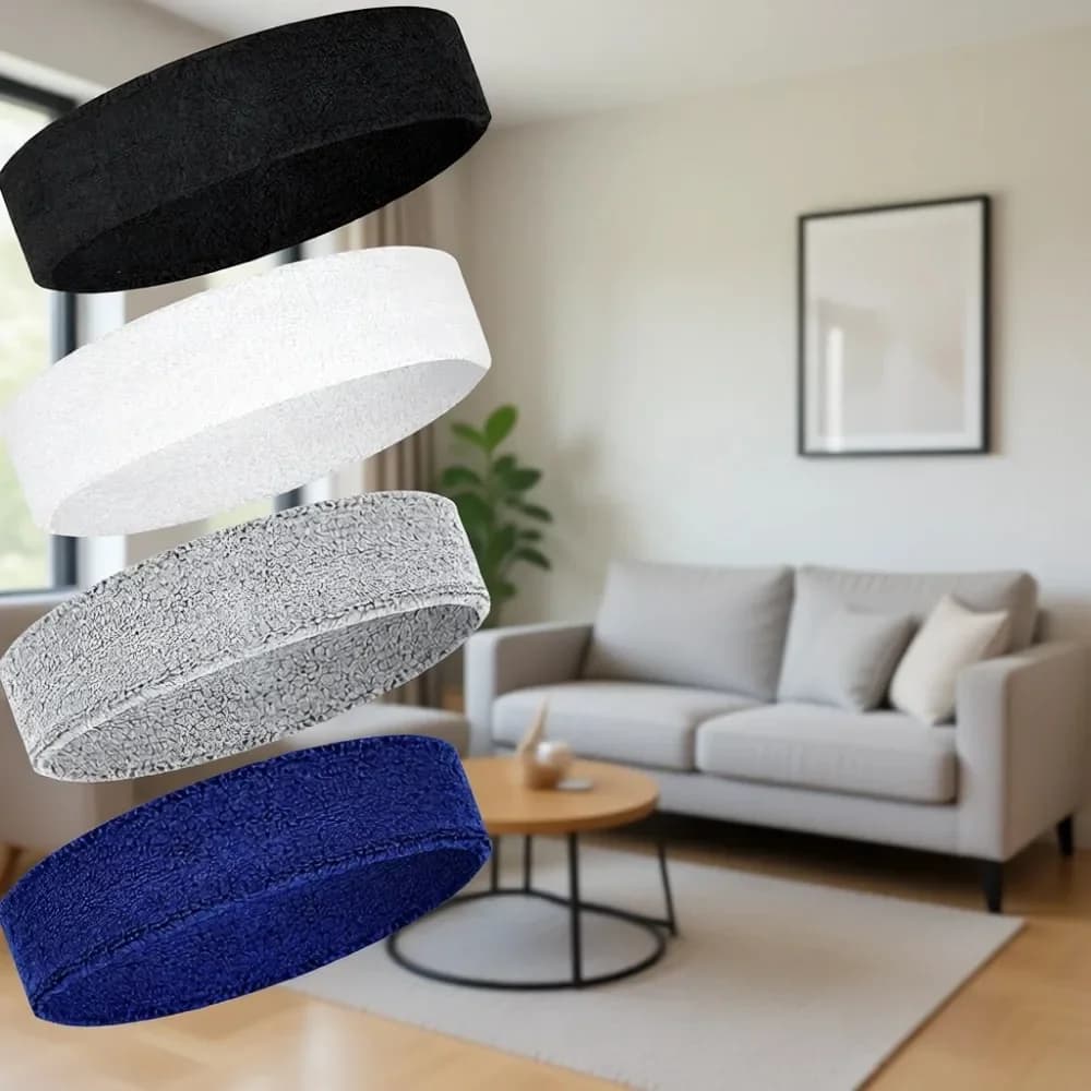 Set di 4 Fasce per Capelli per Uomo, Fasce Assorbenti per Uomo e Donna, Fasce in Spugna di Cotone per Tennis, Basket, Corsa, Palestra, Allenamento